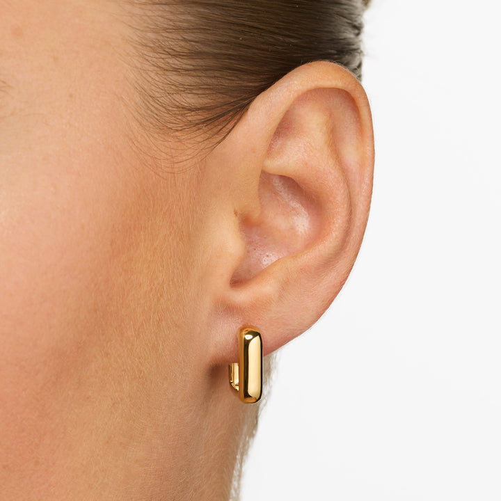 Square Dome Hoop Earrings in Gold