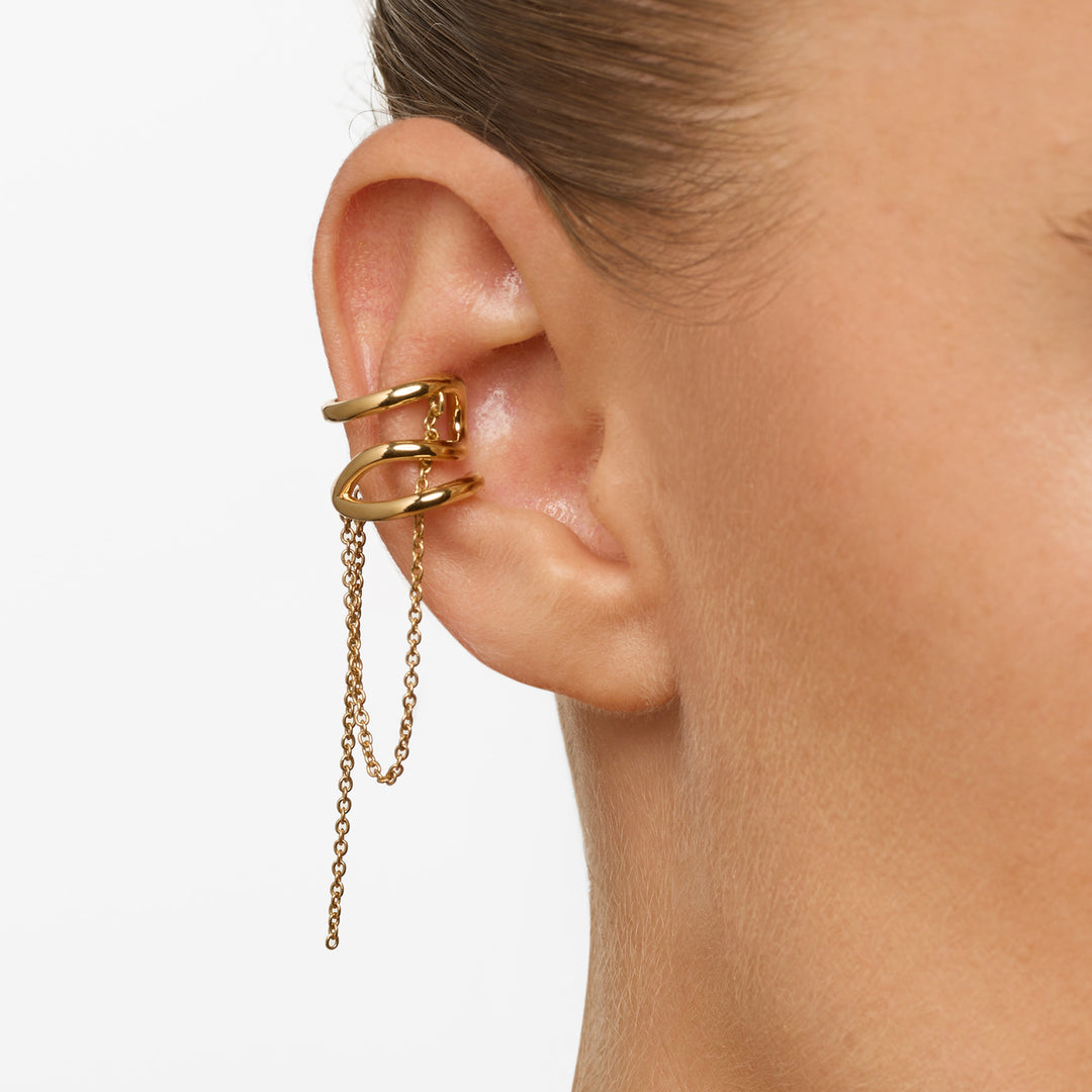 Cross Chain Ear Cuff in Gold