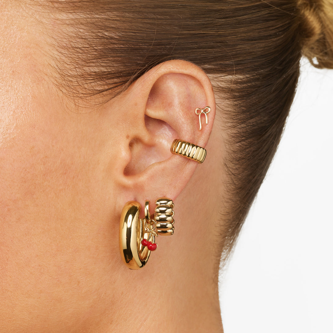 Bubble Dome Huggie Earrings in Gold