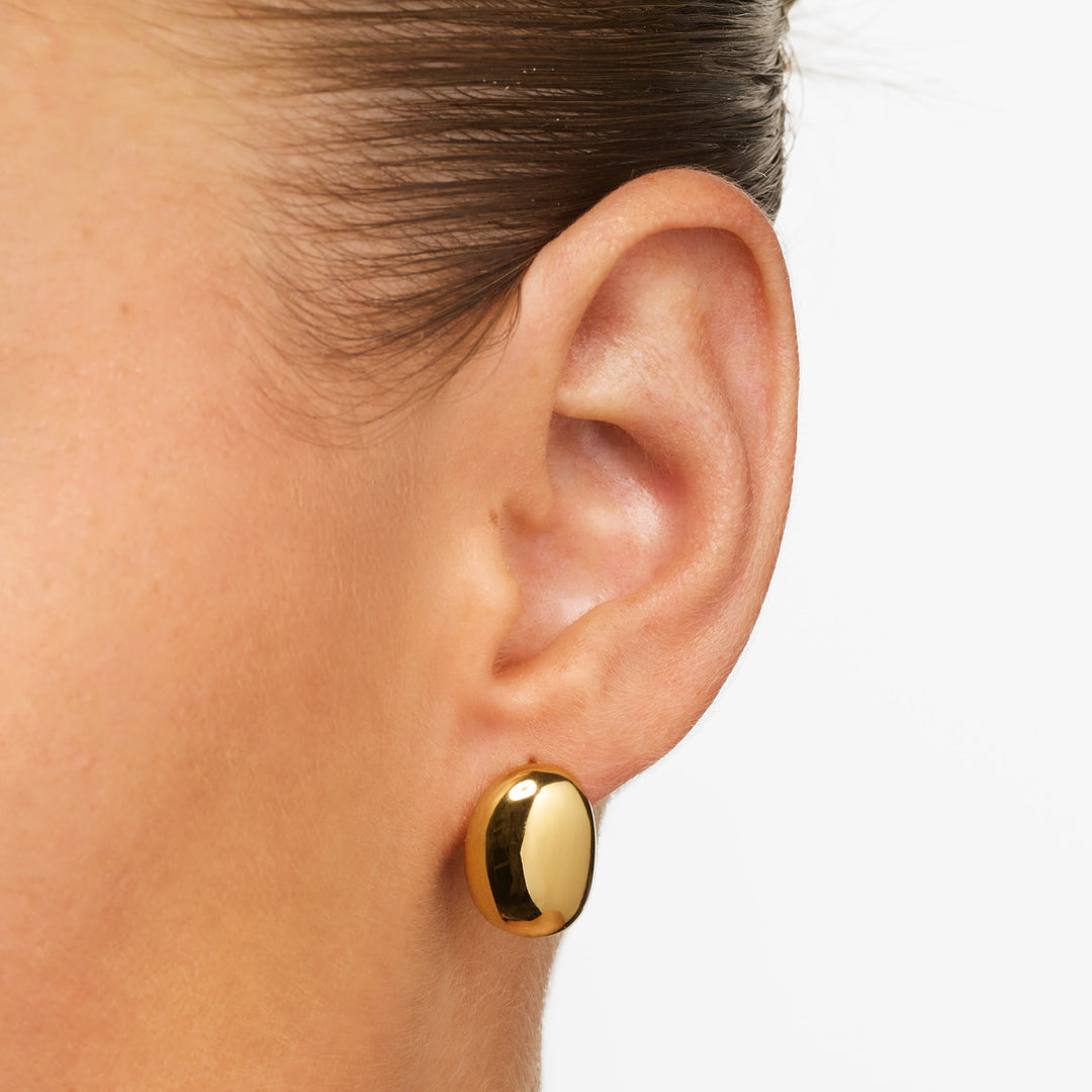 Sculpted Dome Stud Earrings in Gold