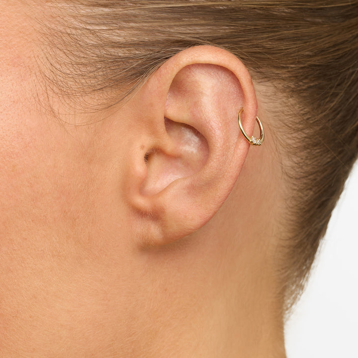 Diamond Duo Clicker Helix Single Earring in 10k Gold