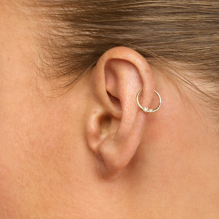 Diamond Duo Clicker Helix Single Earring in 10k Gold