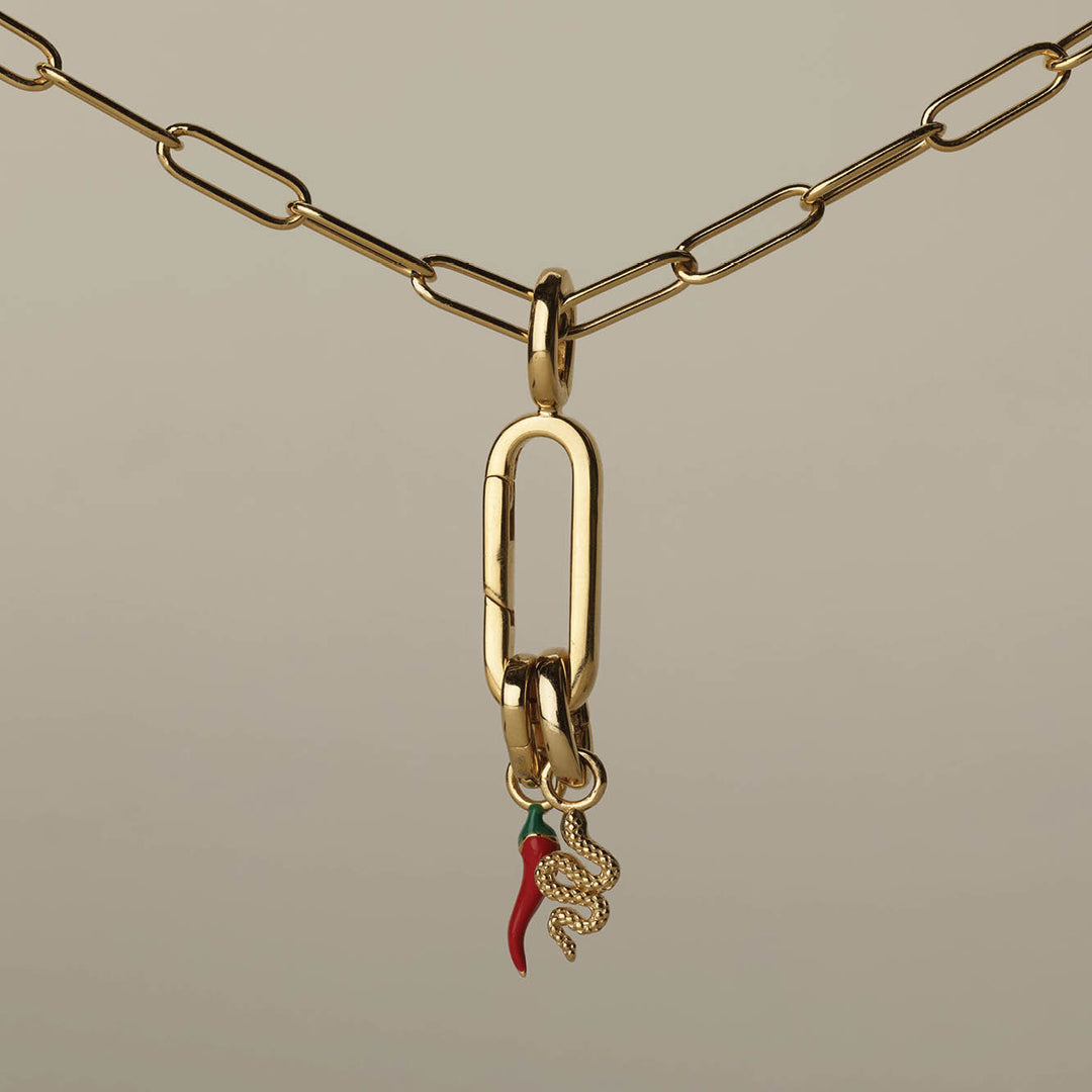 Charm Paperclip Chain Necklace in Gold