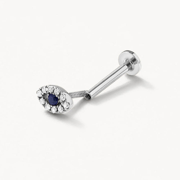 Diamond Evil Eye Helix Single Stud Earring in Silver