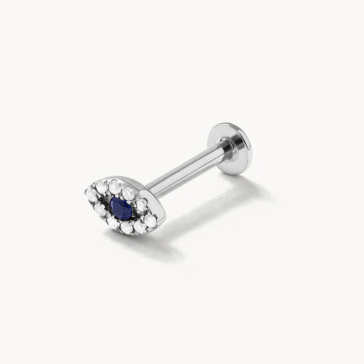 Diamond Evil Eye Helix Single Stud Earring in Silver