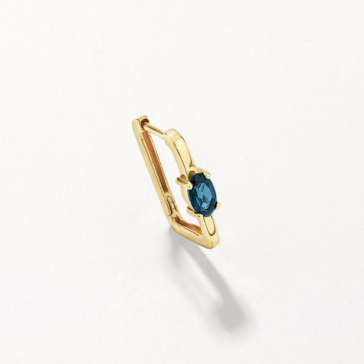 Blue Topaz Paperclip Hoop Earrings in Gold