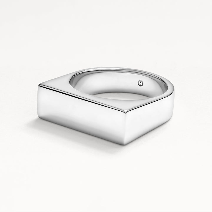 Engravable Square Unisex Signet Ring in Silver