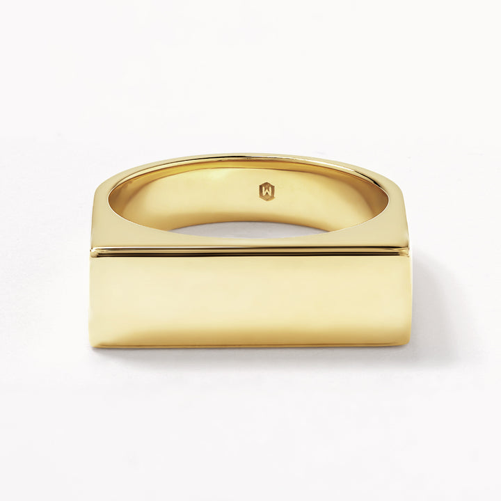 Engravable Square Unisex Signet Ring in Gold