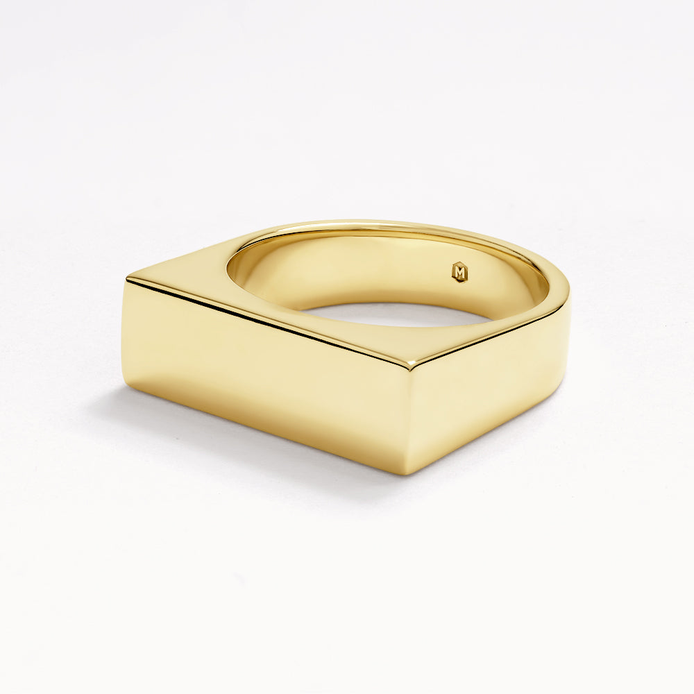 Engravable Square Unisex Signet Ring in Gold