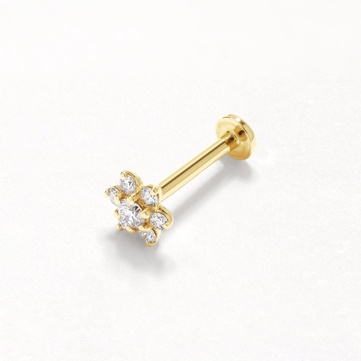 Laboratory-Grown Diamond Flower Helix Single Stud in 10k Gold