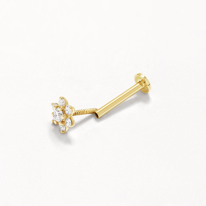 Laboratory-Grown Diamond Flower Helix Single Stud in 10k Gold