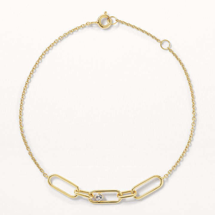 White Topaz Paperclip Link Bracelet in Gold