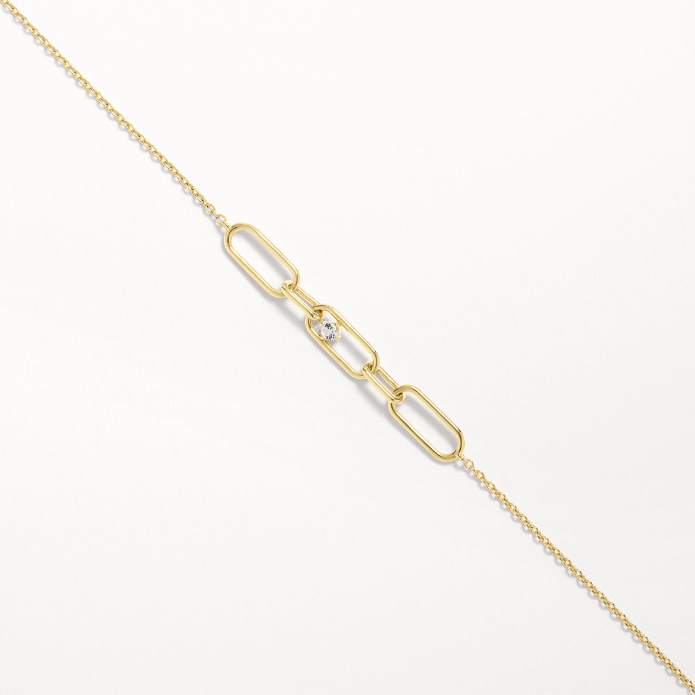 White Topaz Paperclip Link Bracelet in Gold