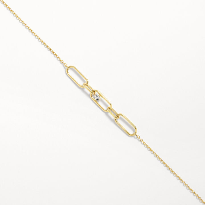 White Topaz Paperclip Link Bracelet in Gold