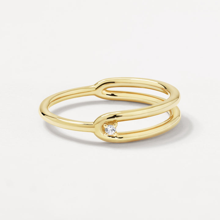 White Topaz Link Loop Ring in Gold