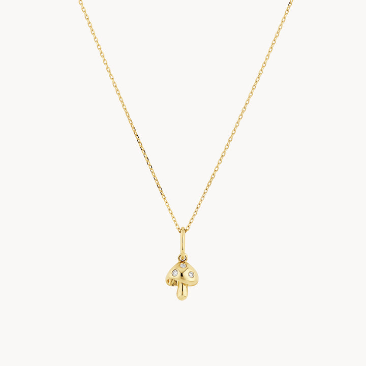 Spotted Mushroom Pendant Necklace in 10k Gold