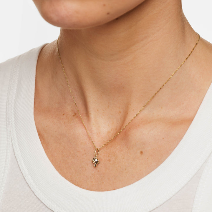 Spotted Mushroom Pendant Necklace in 10k Gold