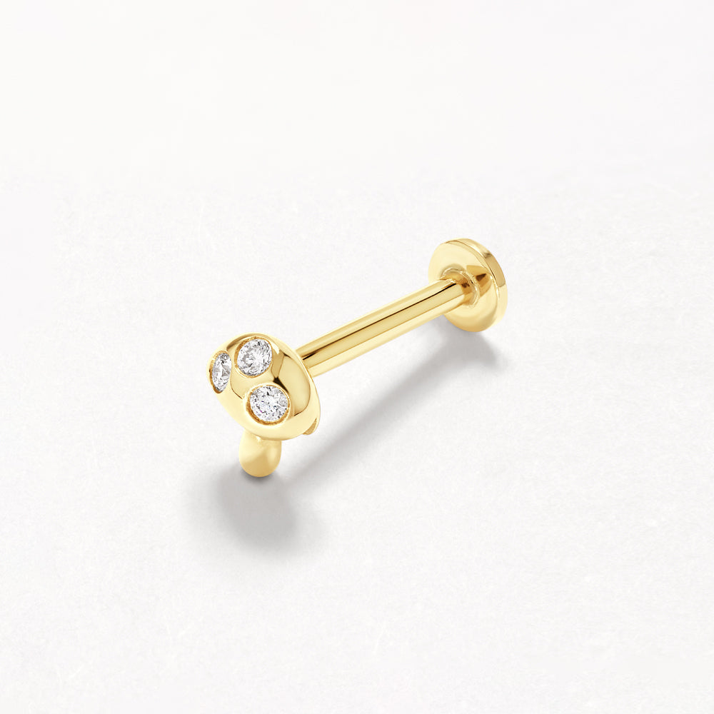 Spotted Mushroom Helix Single Stud in 10k Gold