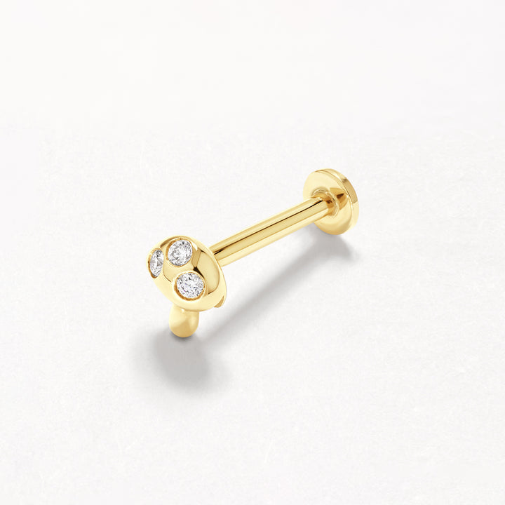 Spotted Mushroom Helix Single Stud in 10k Gold