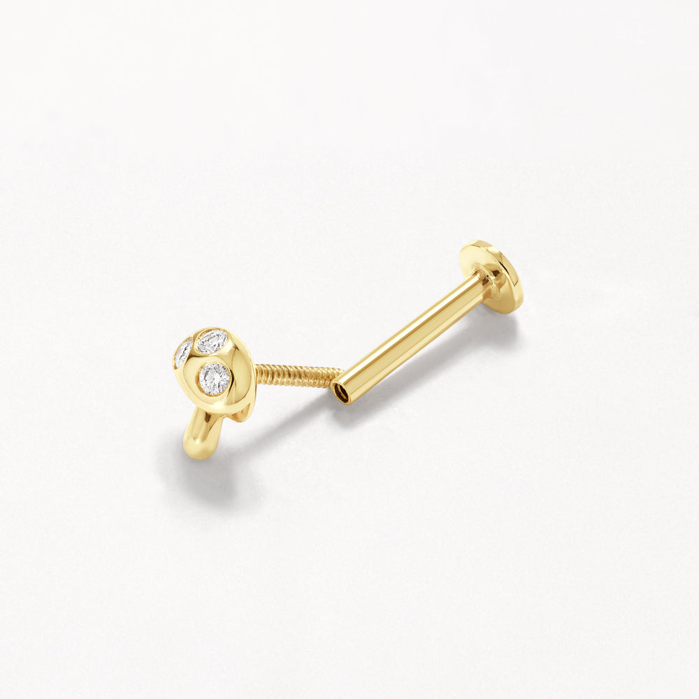Spotted Mushroom Helix Single Stud in 10k Gold