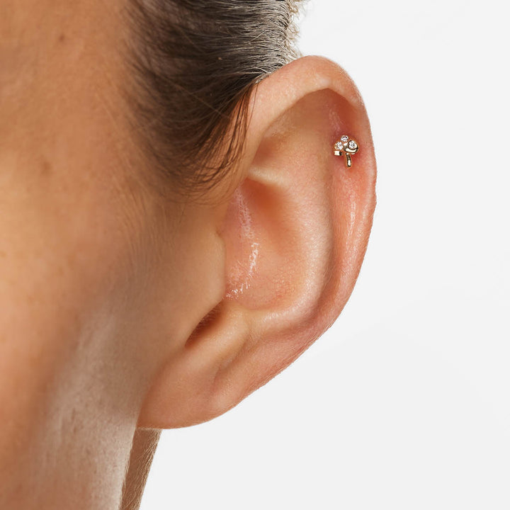 Spotted Mushroom Helix Single Stud in 10k Gold