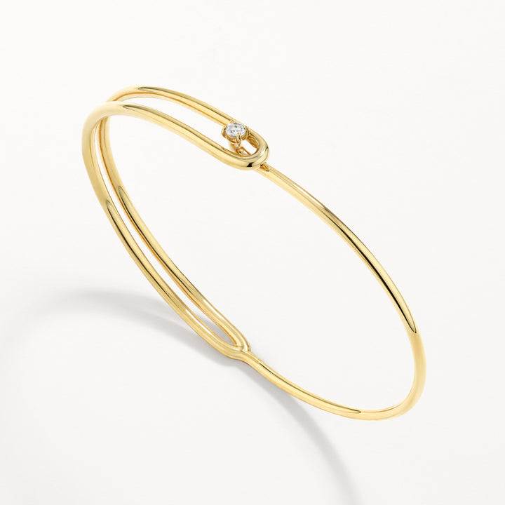 White Topaz Link Loop Bangle in Gold