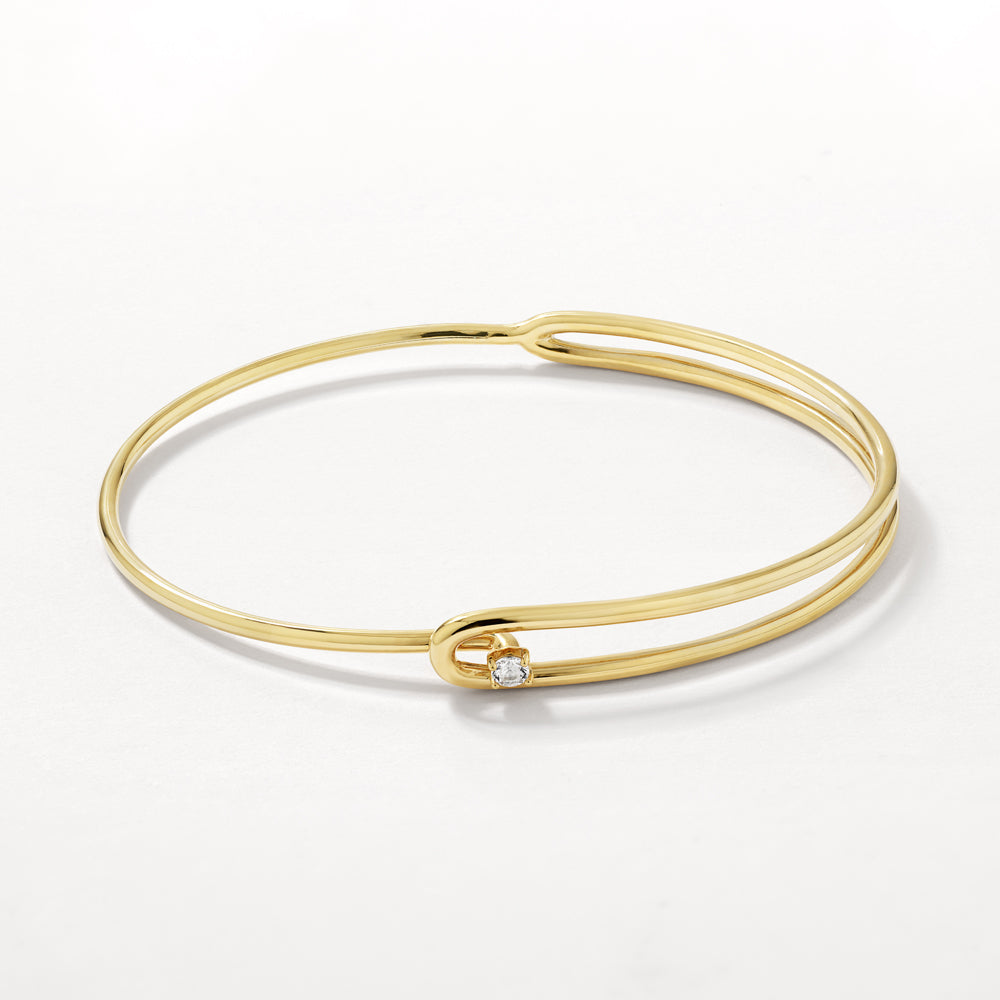 White Topaz Link Loop Bangle in Gold