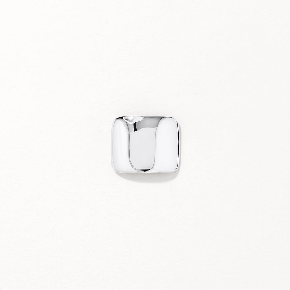 Square Dome Stud Earrings in Silver