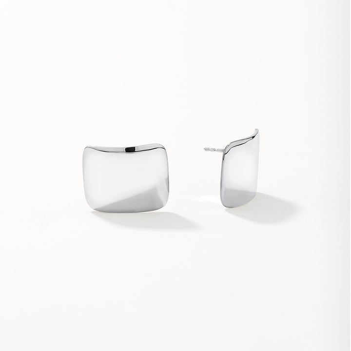 Square Dome Stud Earrings in Silver