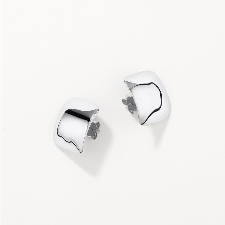 Square Dome Stud Earrings in Silver