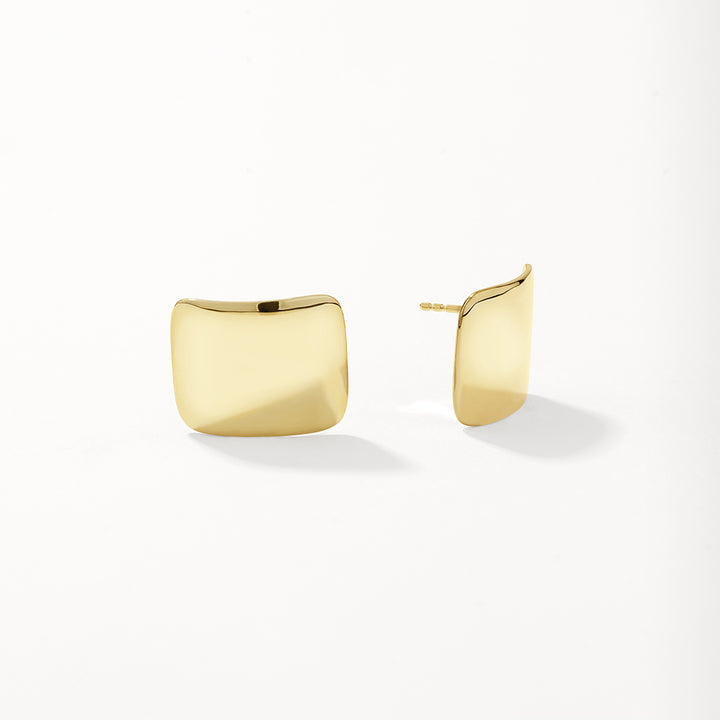 Square Dome Stud Earrings in Gold