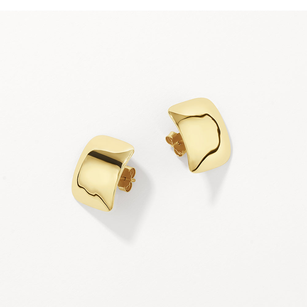 Square Dome Stud Earrings in Gold