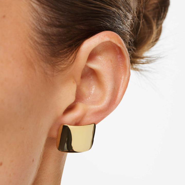 Square Dome Stud Earrings in Gold