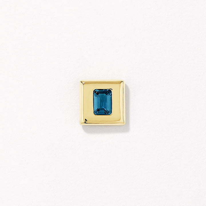 Blue Topaz Square Statement Earrings in Gold