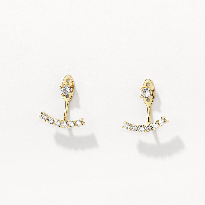 White Topaz Pave  Jacket Earrings in Gold