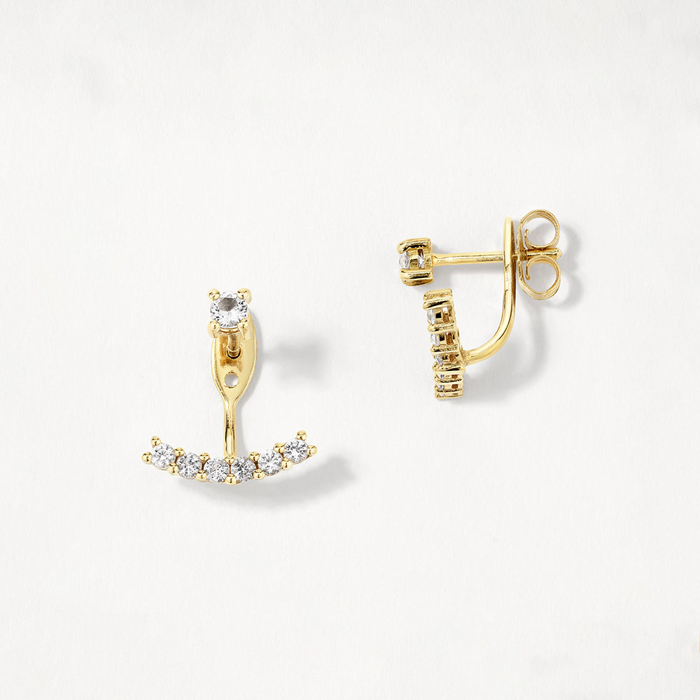 White Topaz Pave  Jacket Earrings in Gold