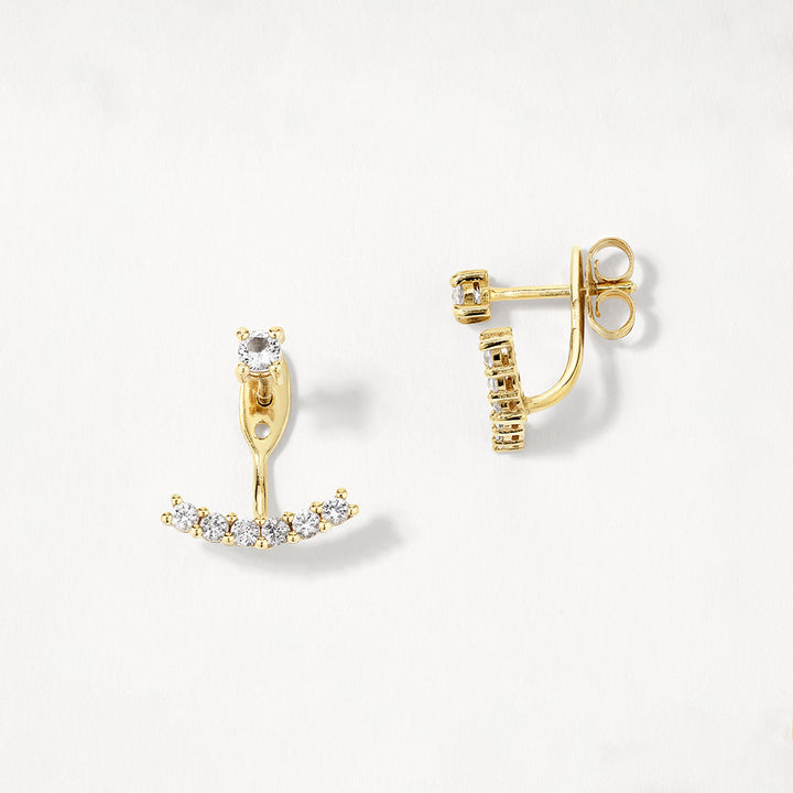 White Topaz Pave  Jacket Earrings in Gold