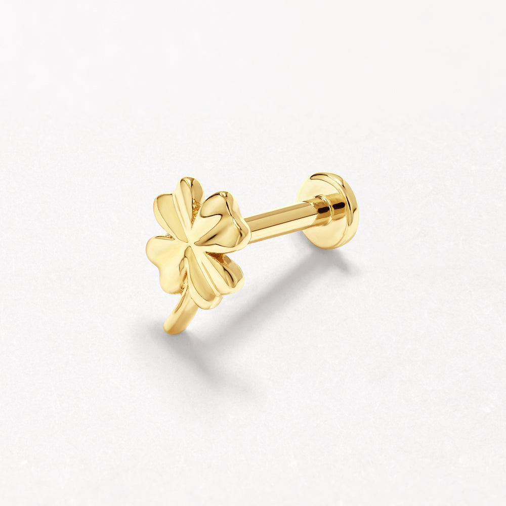 Lucky Clover Helix Single Stud in 10k Gold