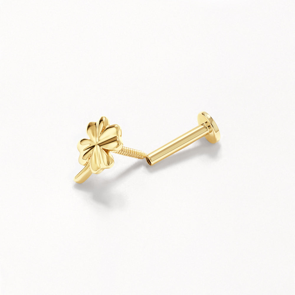 Lucky Clover Helix Single Stud in 10k Gold