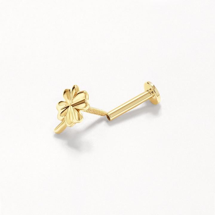 Lucky Clover Helix Single Stud in 10k Gold