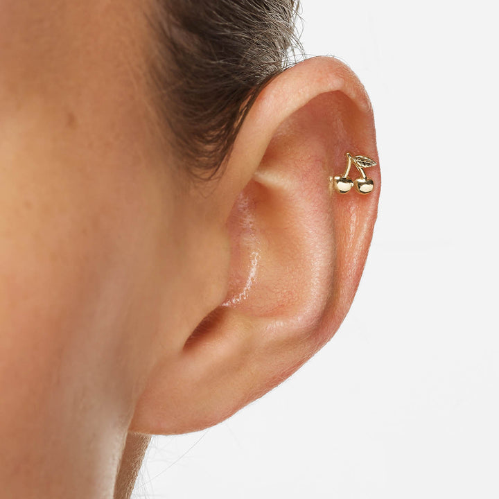 Cherry Helix Single Stud in 10k Gold