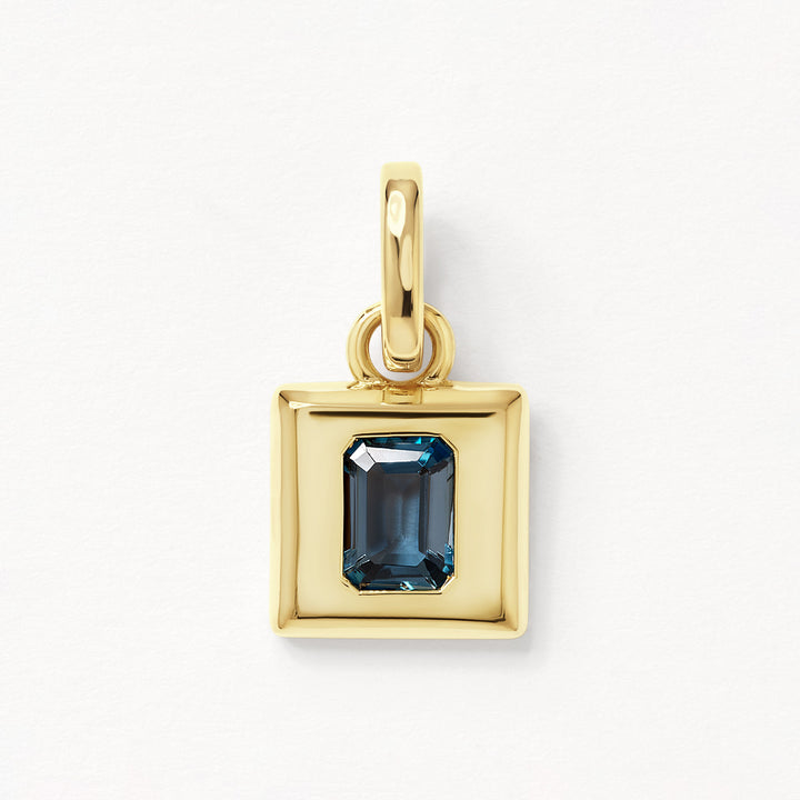 Blue Topaz Statement Square Pendant in Gold