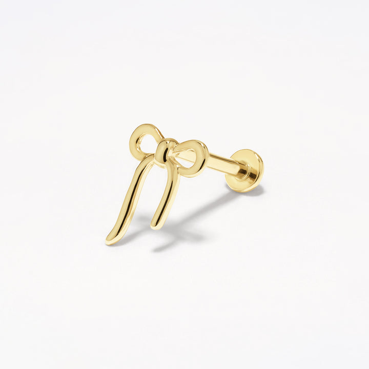 Ribbon Bow Helix Single Stud Earring in 10k Gold