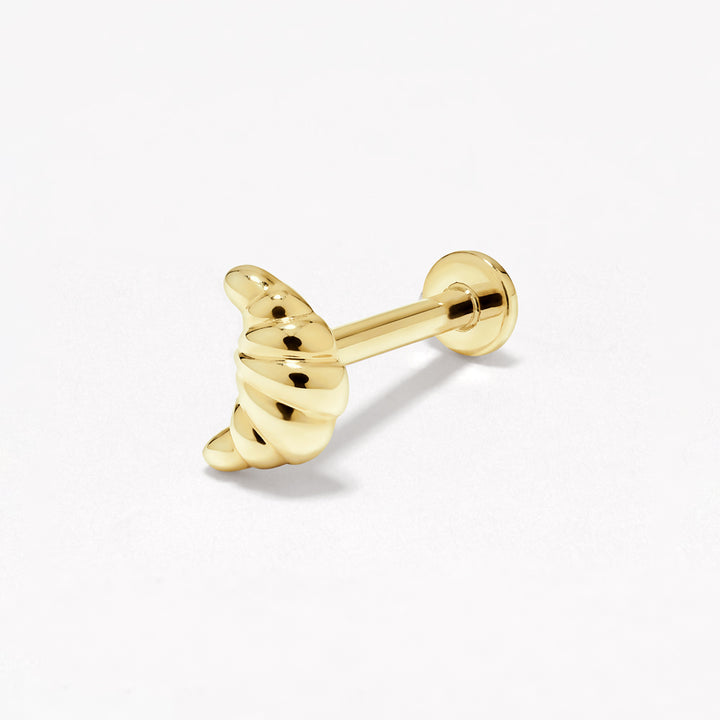 Croissant Helix Single Stud Earring in 10k Gold