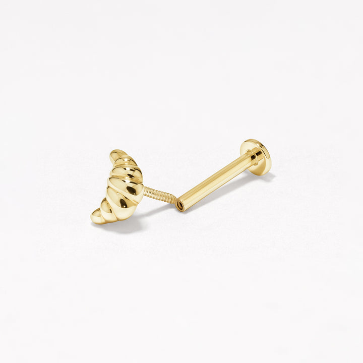 Croissant Helix Single Stud Earring in 10k Gold