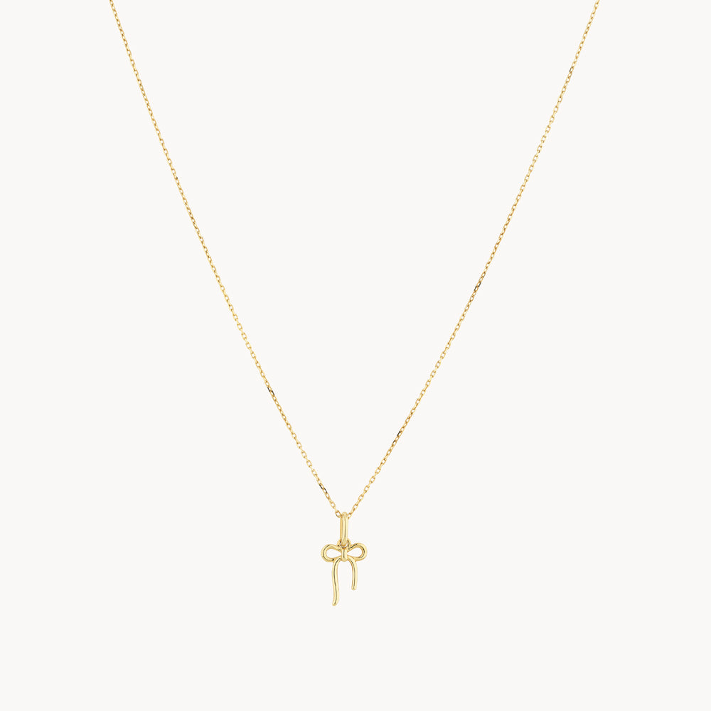 Ribbon Bow Pendant Necklace in 10k Gold