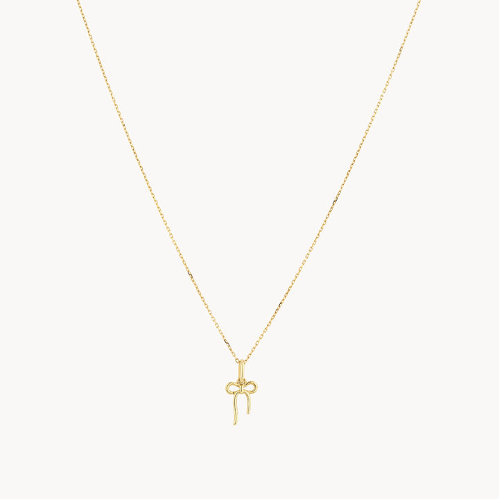 Ribbon Bow Pendant Necklace in 10k Gold