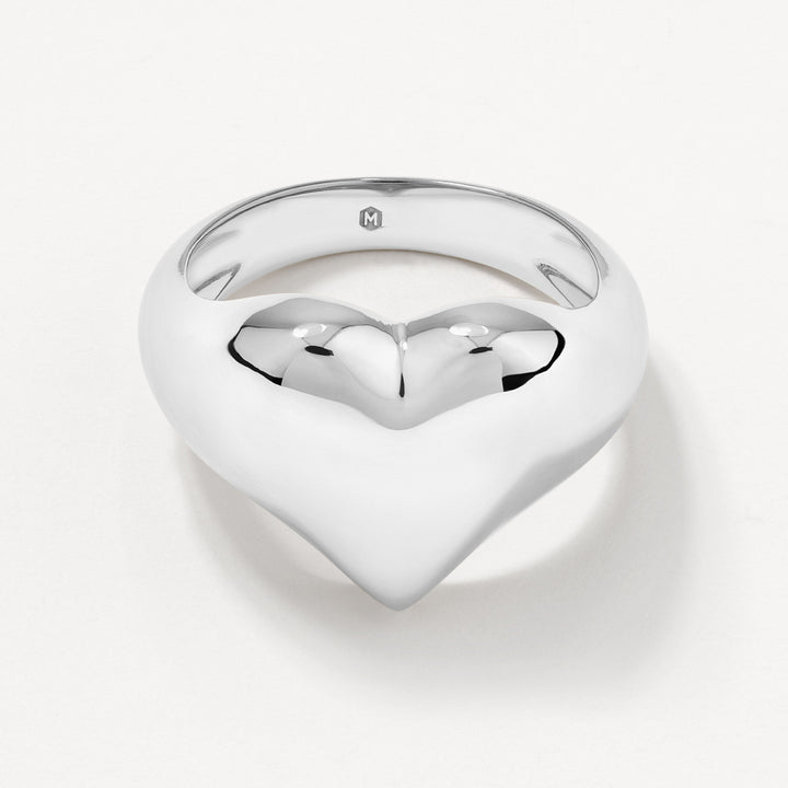 Puff Heart Ring in Silver