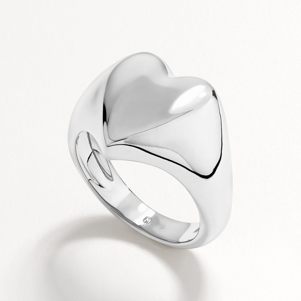 Puff Heart Ring in Silver