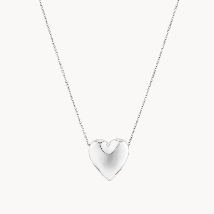 Puff Heart Necklace in Silver